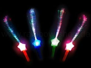 Leuchtstäbe Motiv Stern Glasfaser LED farblich sortiert, Glasfaser Lights, Blinkartikel Knicklichter