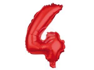 Folienballon Helium Ballon rot Zahl 4