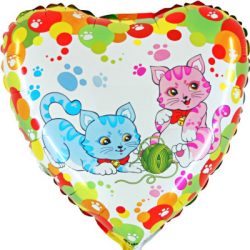 Folienballon Herz 2 Katzen