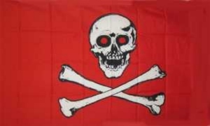 Fahne Pirat rote Augen rotes Tuch
