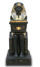 Pharao sitzend mit Truhe schwarz 56 cm